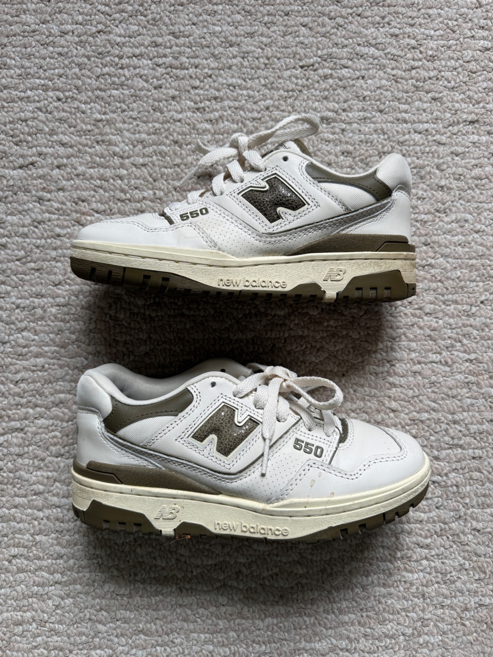 Aime Leon Dore x New Balance 550 Sneakers in White and Olive